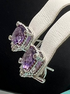 lot 197 image: Pair of Beautiful Judith Ripka and Cubic Amethyst Earrings