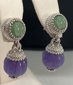 lot 182A image: Judith Ripka Jade and Sterling Earrings