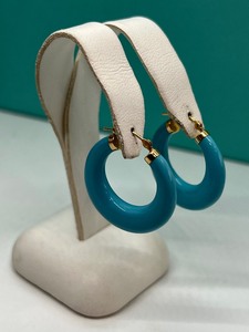 lot 185 image: Sterling and Turquoise Blue Hoop Earrings