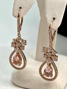lot 181 image: Sterling and Rose Gold Plated Cubic Zirconia Earrings