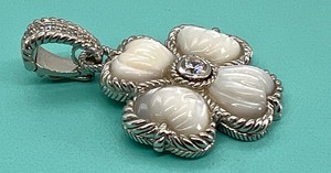 lot 174 image: Judith Ripka Mother of Pearl Cubic Zirconia Silver Enhancer Pendant