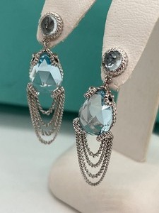 lot 175 image: Pair of Gorgeous Sterling and Blue Topaz Earrings