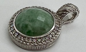 lot 173 image: Judith Ripka Green Jade and Sterling Pendant