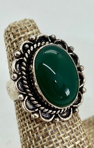 lot 170 image: Green Onyx and German Silver Ring