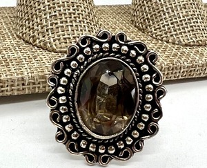 lot 169 image: Lovely Smokey Quarz and German Silver Ring