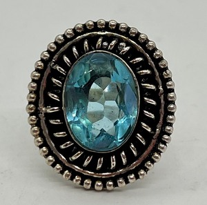 lot 166 image: Beautiful Blue Topaz and German Silver Ring