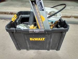 lot 8 image: DeWalt Tote w Framing Nailer & Nails