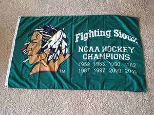 lot 183 image: LARGE Fighting Sioux Hockey Championship Flag