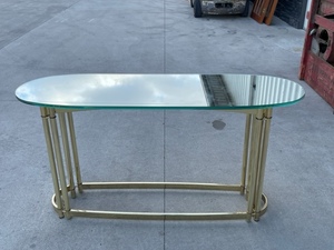 Mirrored Glass Oval Coffee Table