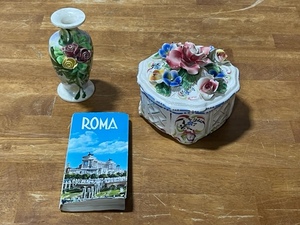 Hand Painted Ceramic Dish and Vase