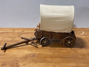 Vintage Wood Fabric Covered Wagon