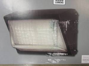 lot 53 image: COMMERCIAL ELECTRIC Powerwall Commercial 450-Watt Equivalent Integrated Outdoor LED Wall Pack, 6800 Lumens, Dusk to Dawn Security Light (OPEN BOX)