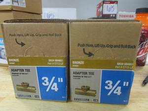 lot 102 image: EVERBILT 34 in. x 34 in. x 12 in. Forged Bronze Lead-Free Cup X Cup X FIP Tee Fitting - 10 PACK