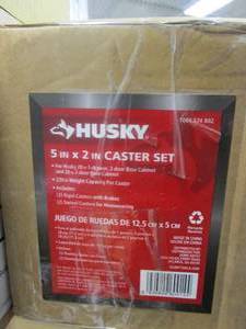 lot 126 image: HUSKY 5 in. Caster Kit for Ready-to-Assemble Steel Garage Base Cabinets (OPEN BOX)