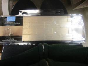 lot 129 image: ASPECT Subway Matted 12 in. x 4 in. Brushed Champagne Metal Decorative Tile Backsplash (1 sq. ft.) - 10 PACK