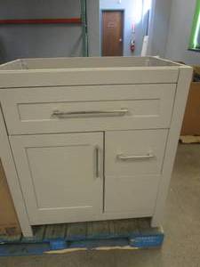 lot 155 image: HOME DECORATORS COLLECTION Clady 30.50 in. W x 18.75 in. D Bath Vanity in Gray (NICE CONDITION, NO VANITY TOP)