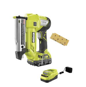 lot 141 image: RYOBI ONE 18V Cordless AirStrike 23-Gauge 1-38 in. Headless Pin Nailer Kit with 2.0 Ah Battery and Charger (NEW IN BOX)