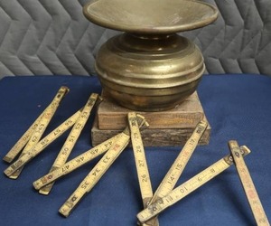BRASS SPITOON  VINTAGE FOLDABLE YARD STICK