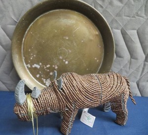VINTAGE COPPER PLATTER  UNIQUE RHINO
