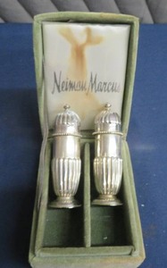 VINTAGE NEIMAN MARCUS SLIVER SALT AND PEPPER SHAKERS