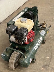 lot 22 image: Rol-Air Twin-Tank Wheel-Barrel Air Compressor