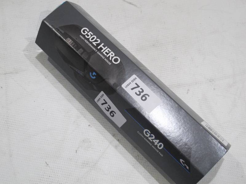 lot 425 image: Logitech G502 HERO Gaming Mouse & G240 Cloth Gaming Mouse Pad, Up to 16000 DPI
