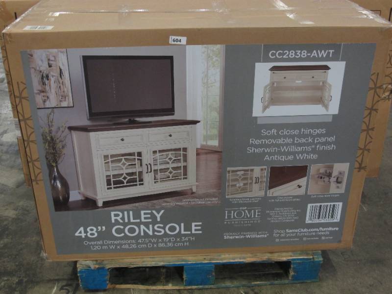 lot 342 image: OSP Home Furnishings CC2838-AWT 48 Riley Console White Finish