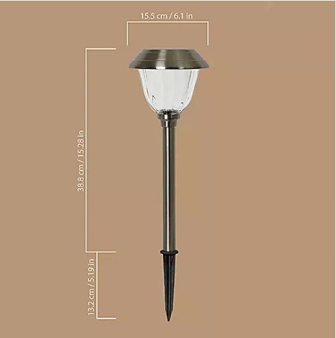 lot 408 image: Members Mark 5-Piece LED Solar Path Lights, Stainless Steel