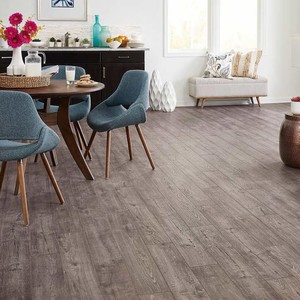 lot 297 image: Roughly 510 Sq Ft (30 Boxes) of Mohawk Harmonics Southbridge Scraped Oak Laminate Flooring w Attached Underlayment