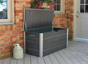 lot 345 image: Vita Urbana 49L x 22W x 23H Embossed Vinyl Deck Box, Slate Gray, VT17620