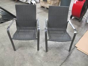 lot 348 image: Pair of Outdoor Dark Grey Wicker Chairs