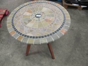 lot 357 image: 30 Eucalyptus, Metal Bistro Table, Sandstone Mosaic By Outdoor Interiors - Damaged