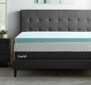 lot 365 image: Lucid Memory Foam Mattress Topper, Twin, 3 inch, Cooling Gel and Aloe Infused, Plush