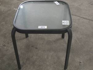 lot 371 image: Room Essentials Tempered Glass Top Black Outdoor End Table, 16