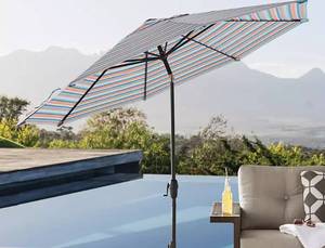 lot 377 image: NEW Members Mark Premium 10 Sunbrella Market Umbrellas - Sunrise Rainbow