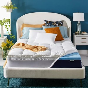 lot 414 image: Sleep Innovations Memory Foam Mattress Topper, King, Gel Dual Layer Support, 4 inch