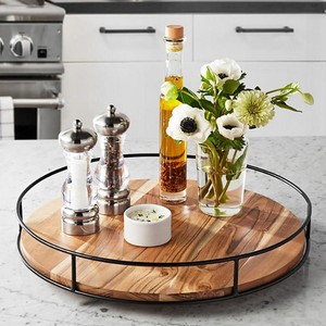 lot 415 image: NEW Members Mark Acacia Wood Modern Farmhouse Lazy Susan