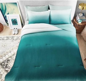 lot 518 image: NEW Members Mark Jersey Ombre Comforter Set - FullQueen - AquiferTeal