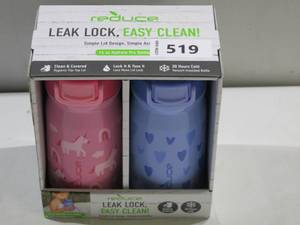lot 519 image: NEW Reduce Stainless Steel Hydrate Pro Kids Bottle, 14oz, Unicorn & Hearts (2 Pack)