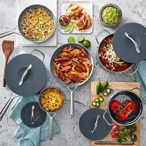 lot 542 image: Members Mark 11-Piece Modern Ceramic Cookware Set - Gray