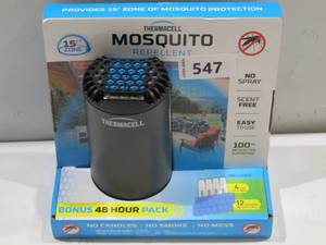lot 547 image: NEW ThermaCELL Patio Shield Mosquito Repeller (Black) - Bonus 48 Hour Pack