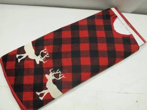 lot 866 image: NEW Hallmark REDBLACK Buffalo Check Plaid TREE SKIRT 48 - Reindeer