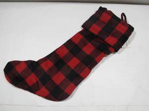 lot 868 image: New Hallmark Christmas Red Plaid Knit 20 Stocking