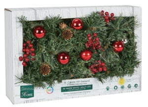 lot 873 image: NEW J & J Seasonal CHL-5PTF7-612 Color Change Christmas Garland, Green, 12 X 6