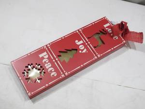 lot 876 image: NEW Celebrations Home Joy-Love-Peace Wooden LED Light Up Sign - Red