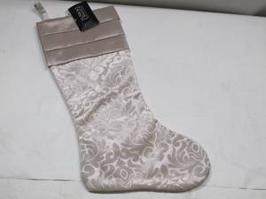 lot 877 image: NEW St. Nicks Choice Ivory Taupe Velvet Christmas Stocking