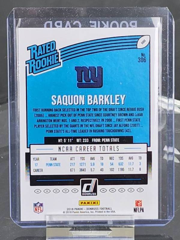 2018 Donruss Panini Saquon Barkley Rated Rookie Card #306