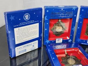 (4) Assorted U.S. Mint Statehood Quarter Christmas Ornaments