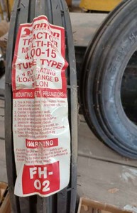 lot 29 image: Two New Tractor Tires - One 4.00 - 15 and One 5.00 - 15 Triple Rib 4-Ply Rating, Tube Type Front Tractor Tires, Load Range B