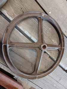 lot 144 image: 15-inch Cast Iron Steering Wheel for an Antique Tractor, fit 34-inch Steering Shaft